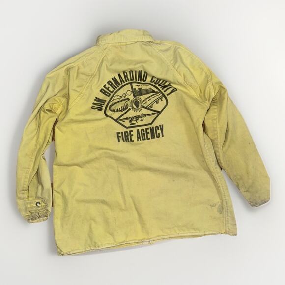 Vintage Yellow Firefighter Chore Jacket USA Made Distressed Workwear Medium - Picture 5 of 6